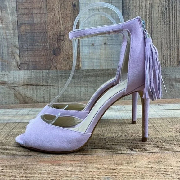 Botkier New York Purple Suede Leather Tassel Slingback Heel Womens 8 Peep Toe - Picture 9 of 16